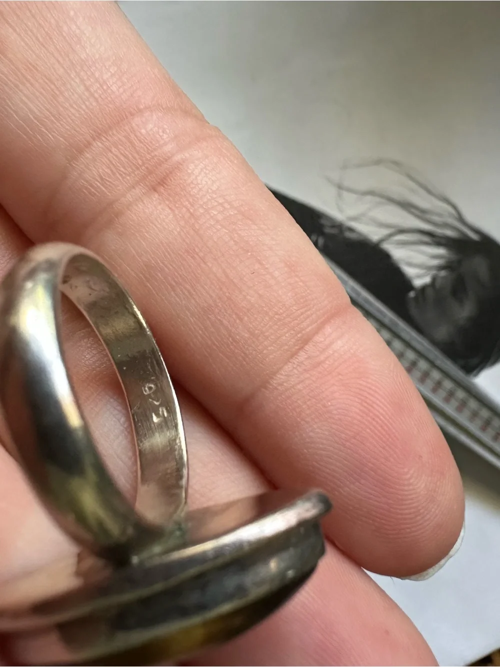 Vintage Sterling Silver Ring with Marquise Tiger's Eye Stone Size 8